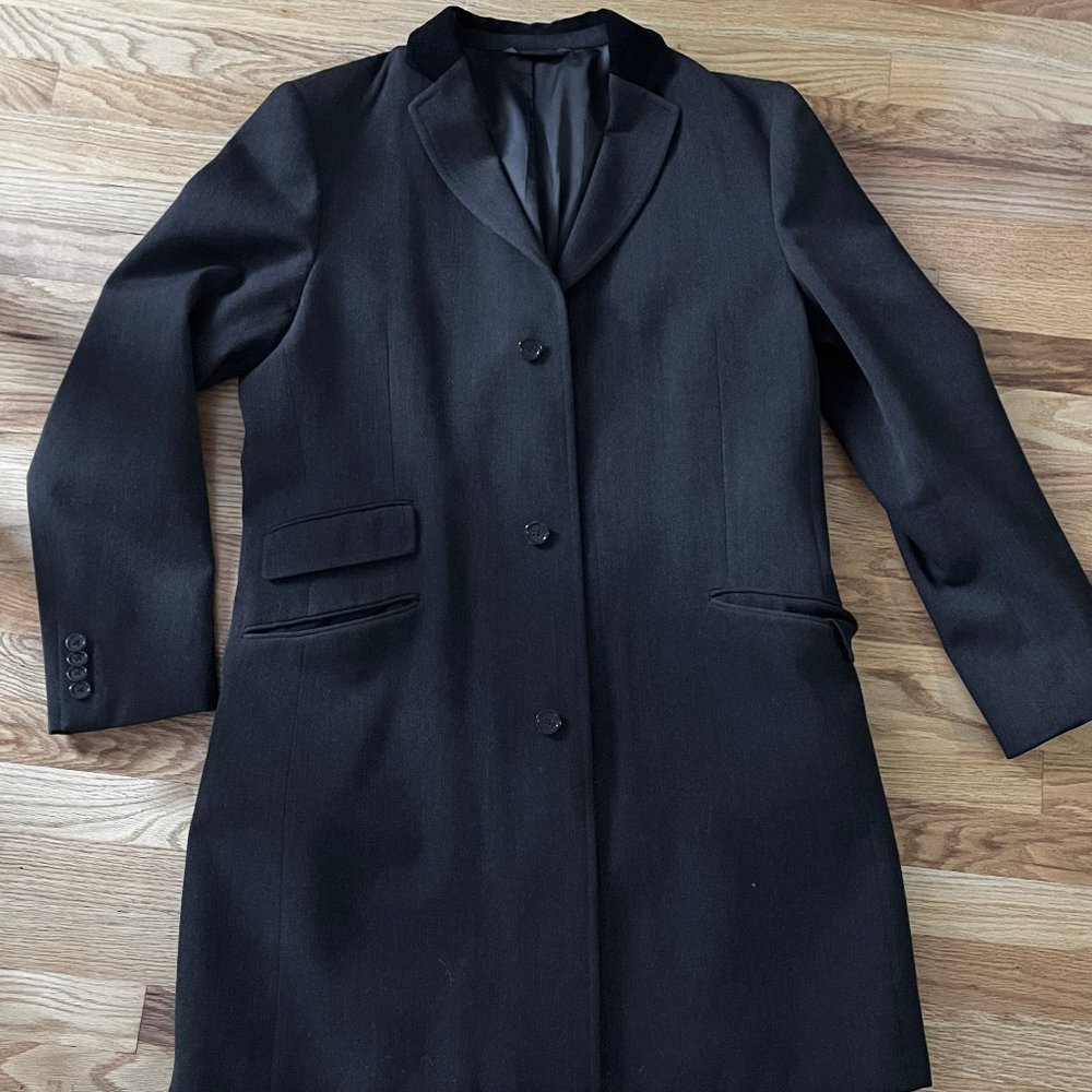 Mens Wool Blend Coat with Velvet Collar Sz L